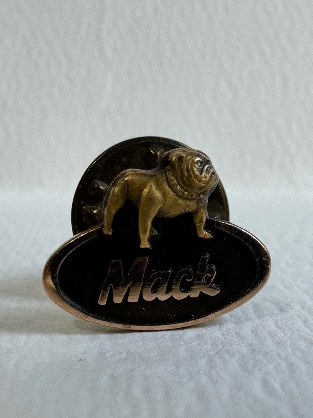 Vintage Mack Truck Employee Service Award Bulldog Pin - Black and Gold